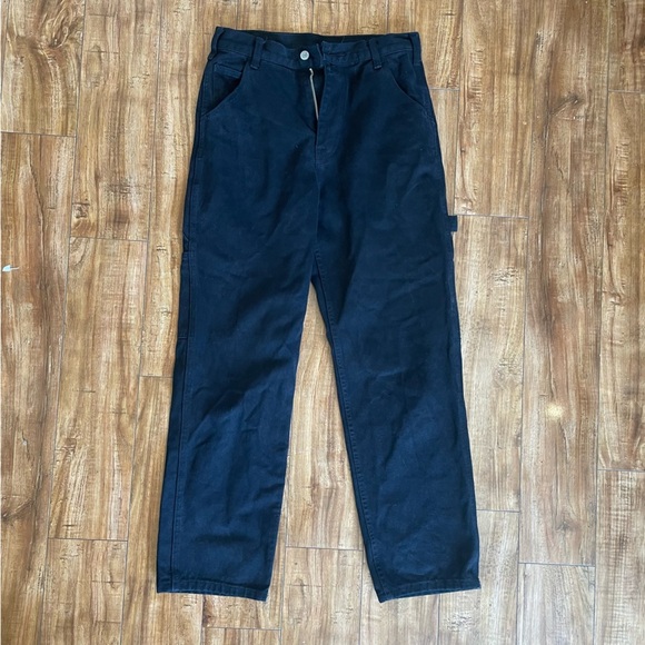 J GALT PACSUN Women’s Black Heavy Denim Cargo Pants‎ Straight Leg Size Medium - Picture 1 of 13